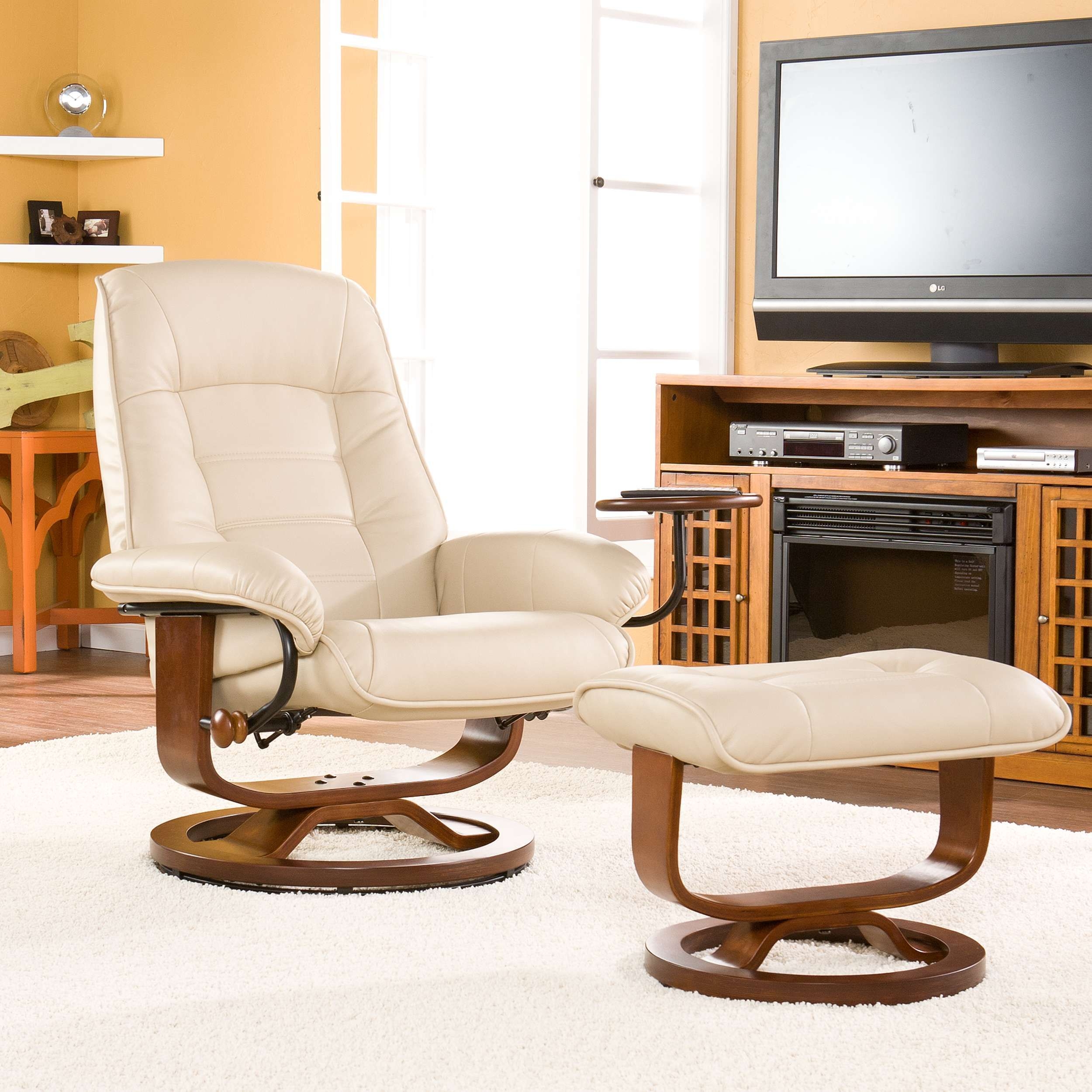 Reclining leather chair with ottoman