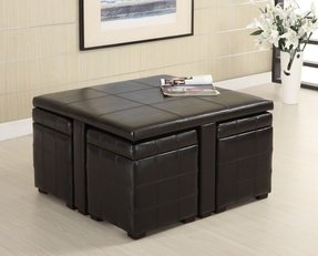 Coffee Table With 4 Storage Ottomans - Foter