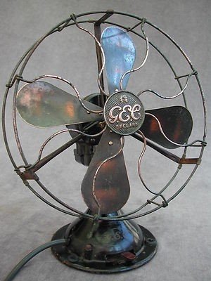 Vintage Art Deco Gec Electric Table Desk Fan Brass Blades 2 Speed Oscillating