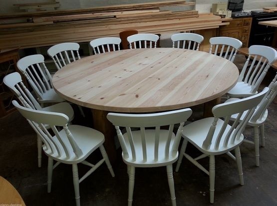 12 14 seater large round chunky country dining table