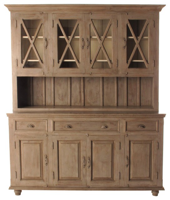 French country plantation 4 door hutch cabinet large