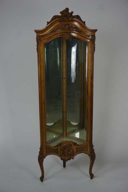French louis xv style corner curio cabinet