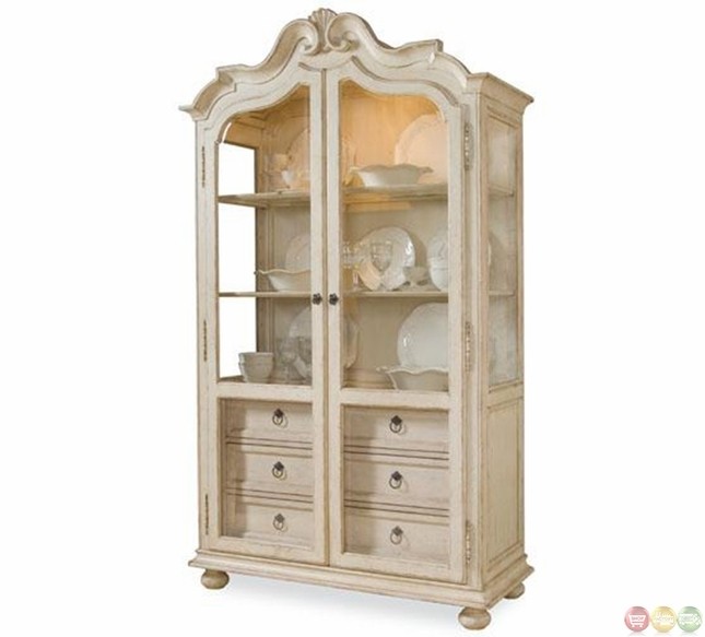 Provenance french country distressed curio display cabinet