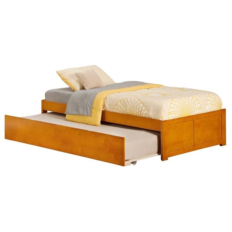 Leo lacey urban twin trundle platform bed in caramel