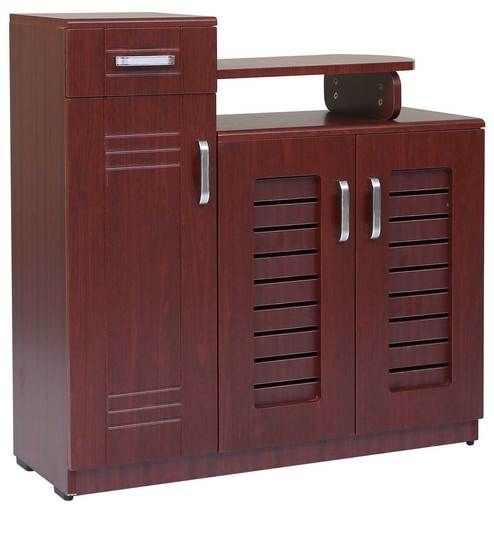 Three door shoerack in red cherry color by woodfurn shoe