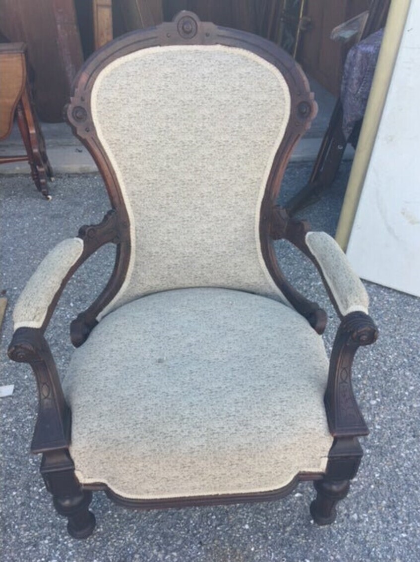 Victorian style chair in a light hue