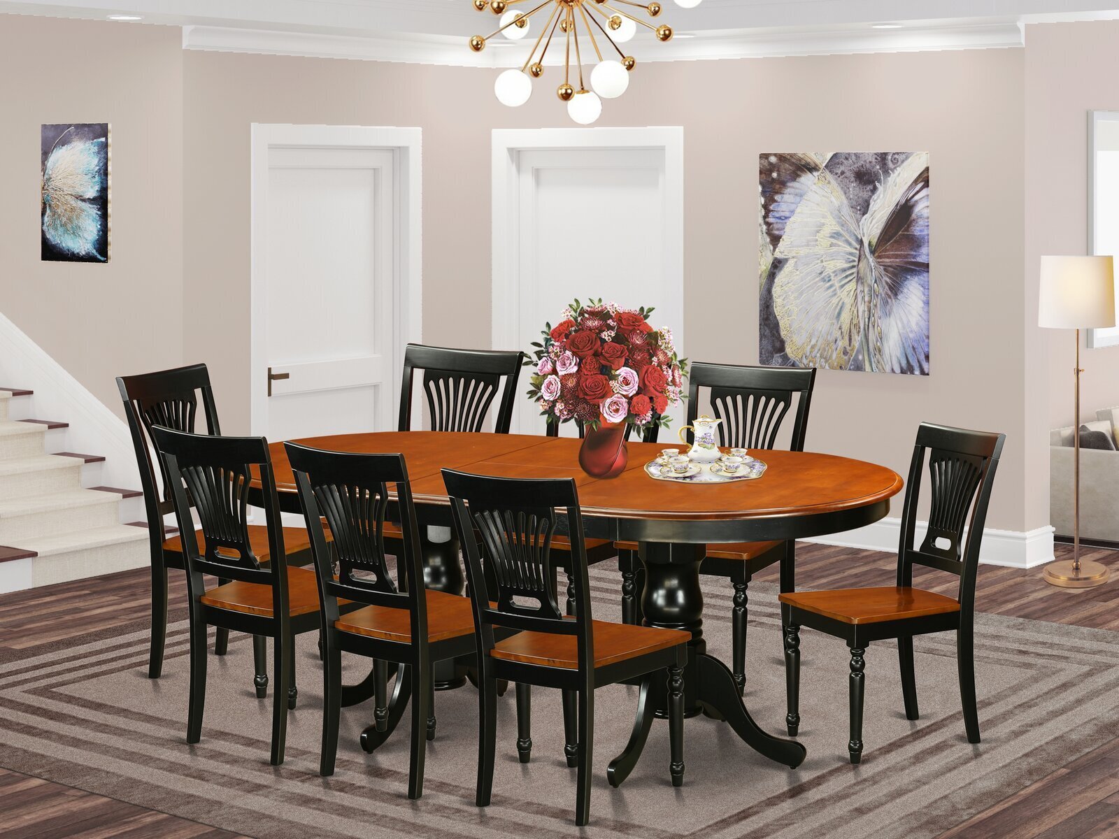 Mid Brown Traditional Cherry Dining Room Set 