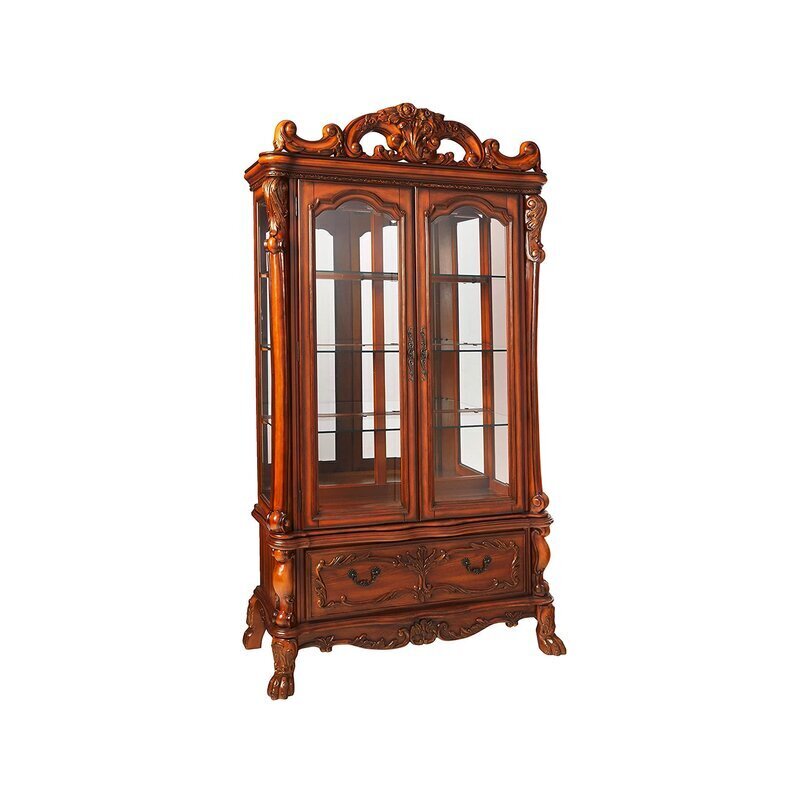 Red French Country Display Cabinet