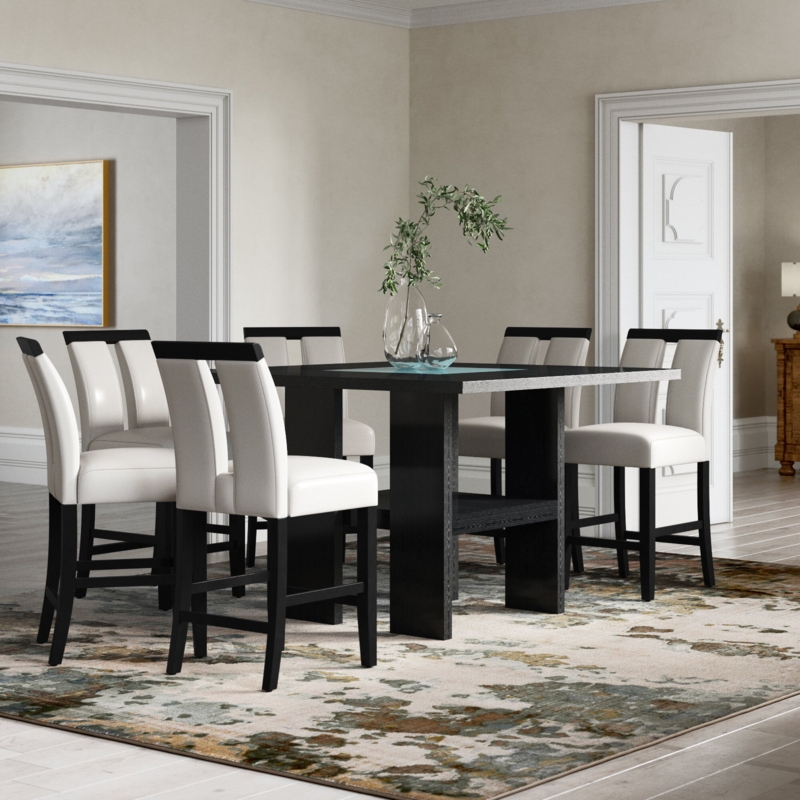 Contemporary 7-Piece Dining Set with LED Lighting