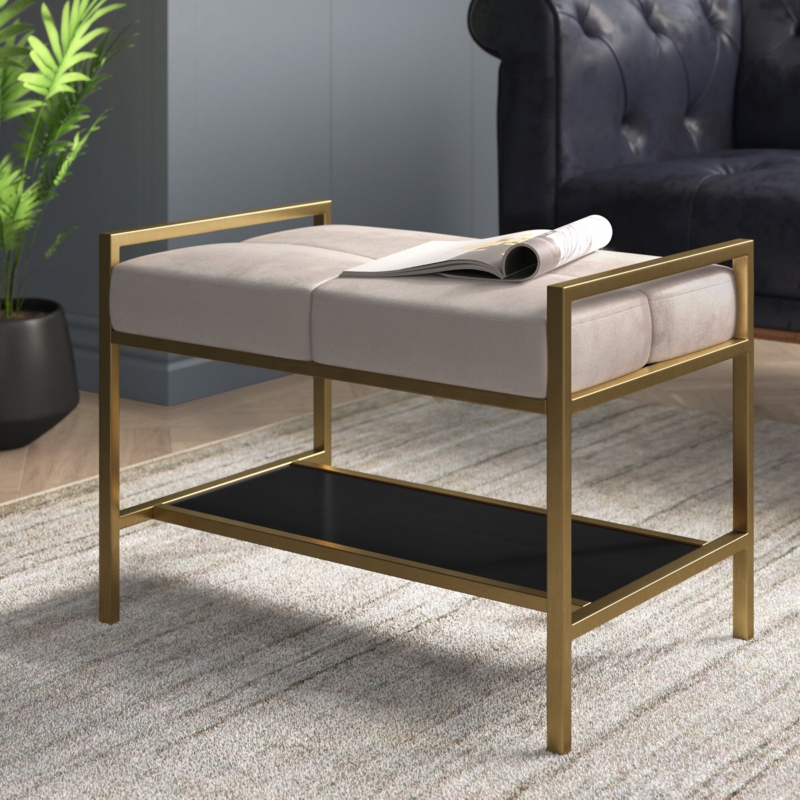 Cushioned Glam Bench with Storage