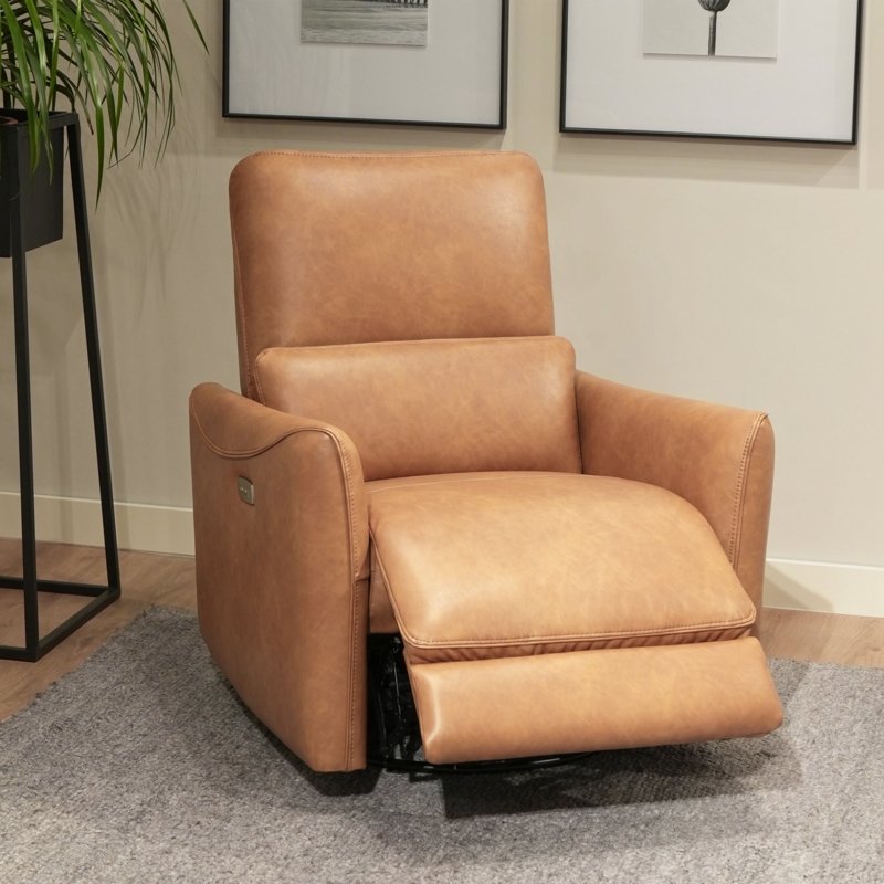 Upholstered Swivel Recliner Chair with USB Ports