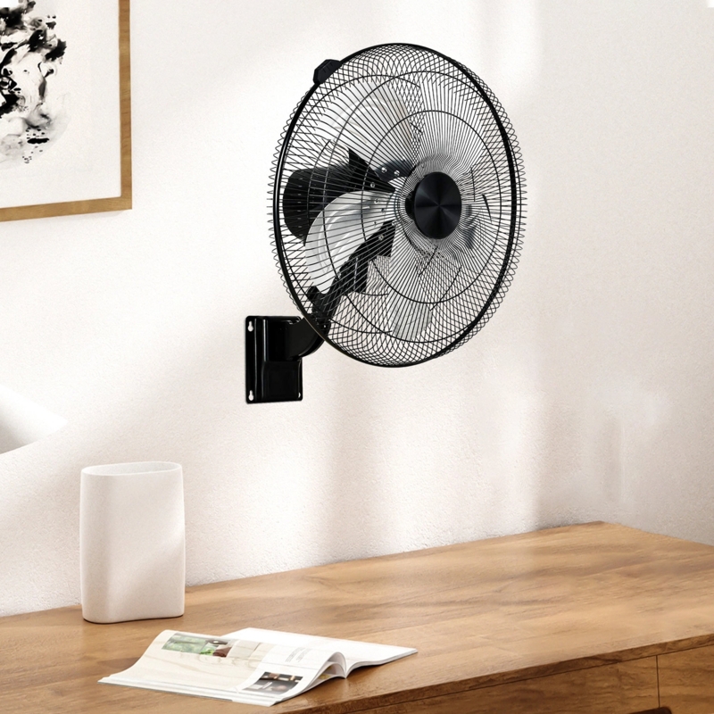 18 In. Indoor/Outdoor Black Household Commercial 5-Speed Settings Wall Mount Fan 90-Degree Horizontal Oscillation