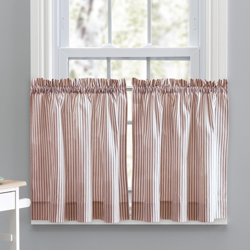 Charis Striped Cotton Blend Tailored 56'' W Cafe Curtain