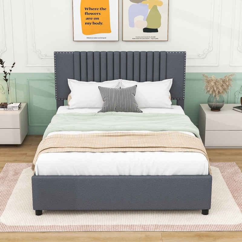 Haroldean Upholstered Platform Bed with Twin Size Trundle and Drawers