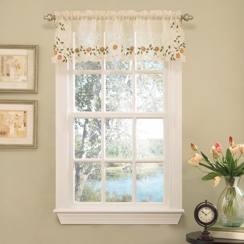 Kwame Floral Tailored 58'' W Window Valance in