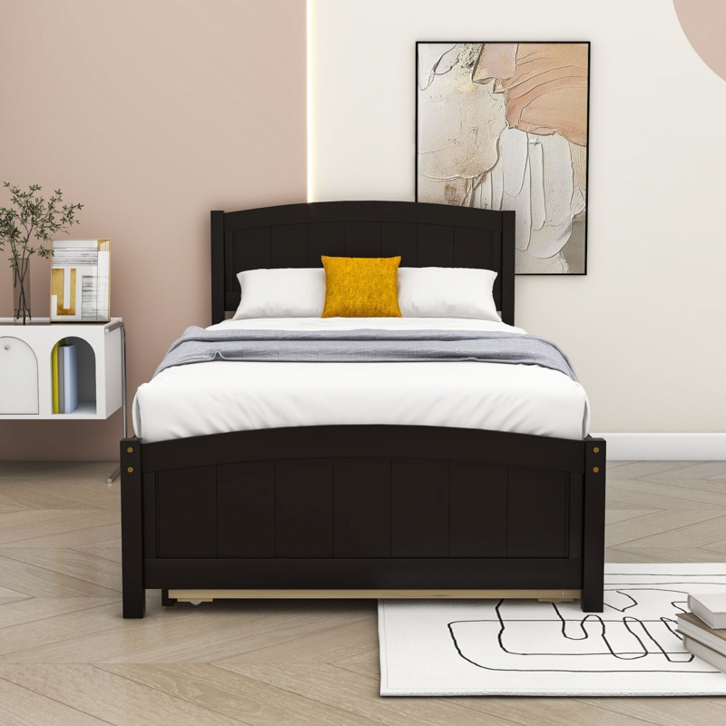Twin Size Platform Bed with Trundle