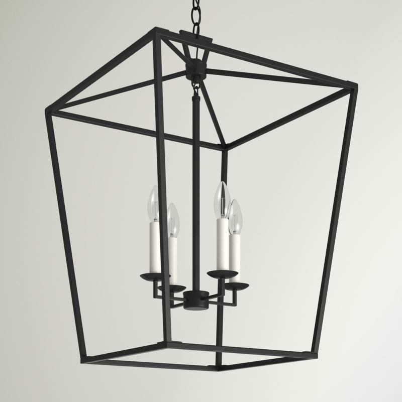 Finnegan 4 - Light Dimmable Lantern Square / Rectangle Chandelier