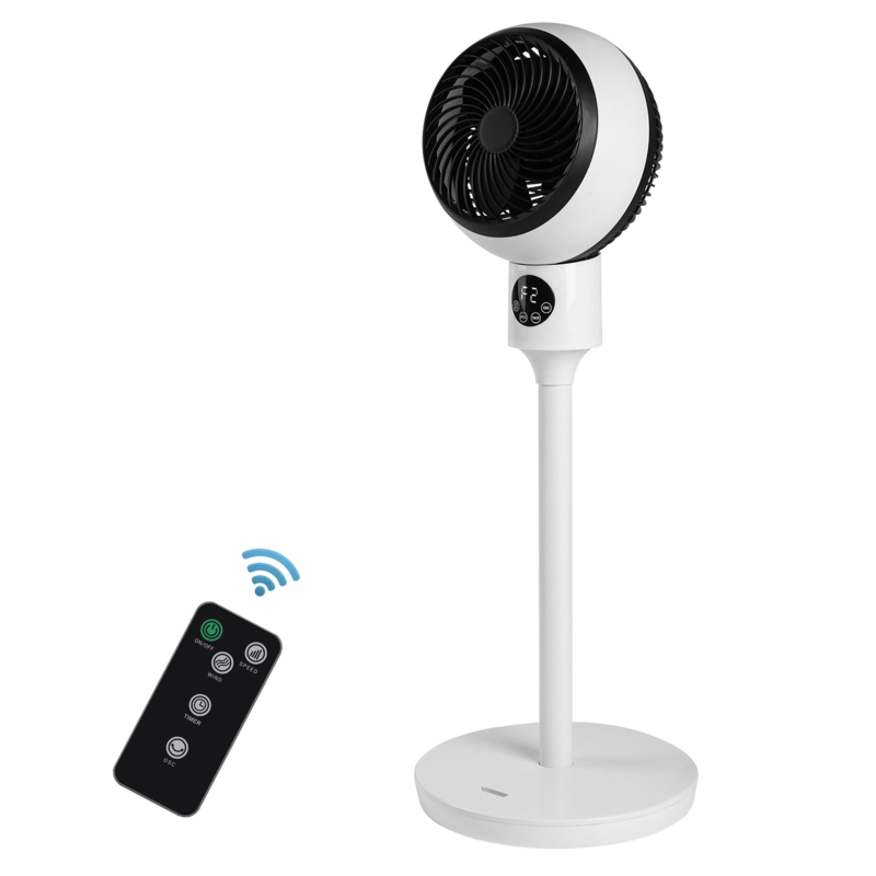 7" Oscillating Standing Fan With Remote Control 15H Timer 3-Speed Settings Adjustable Tilt