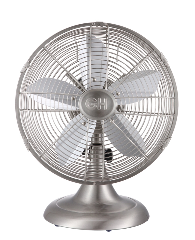 All-Metal 12" Oscillating Table Fan with 3 Speed Settings (Multiple Finishes Available)