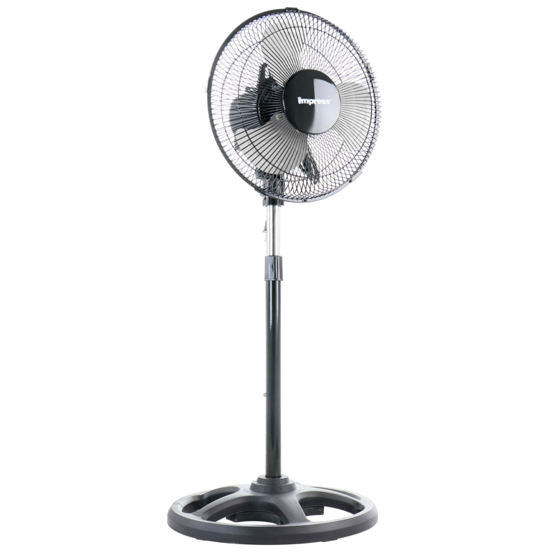 Impress Mighty Mite 12 Inch 3 Speed High-Velocity Standing Fan In Black