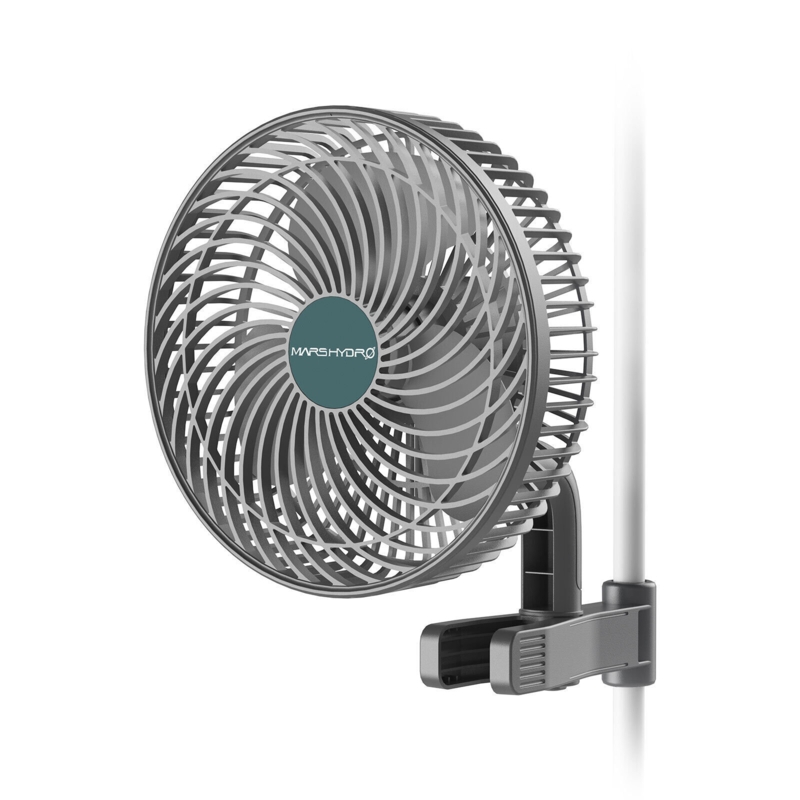 MARS HYDRO Clip Fan 6.5" Clip-On Oscillating Fan w/ Adjustable Tilt-Up For Grow Tent