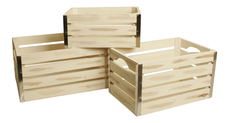 Medium Solid Wood 3 Piece Crate Set