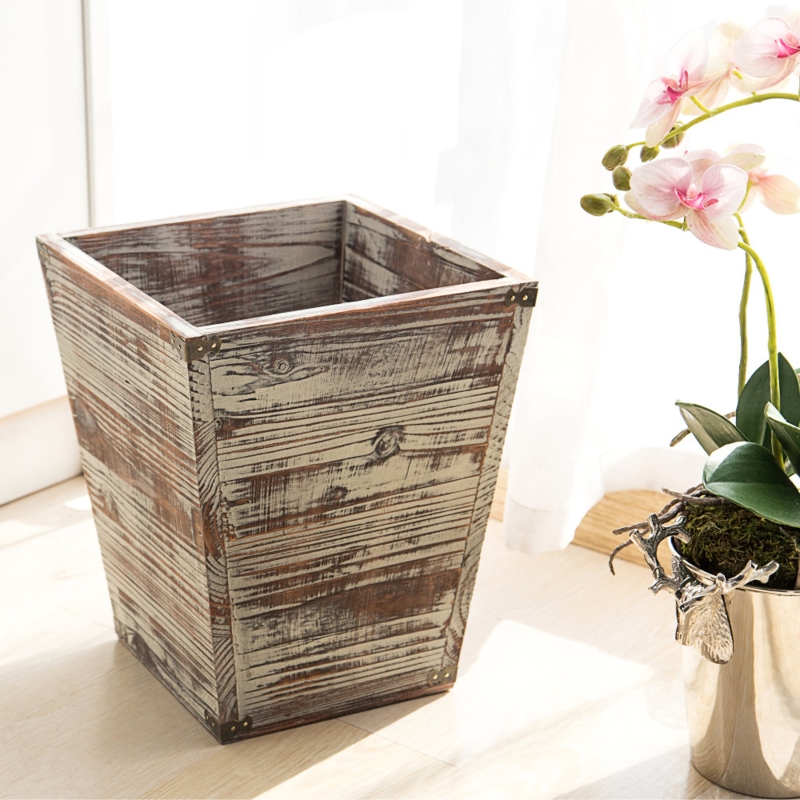 Solid Wood Storage Basket Bin