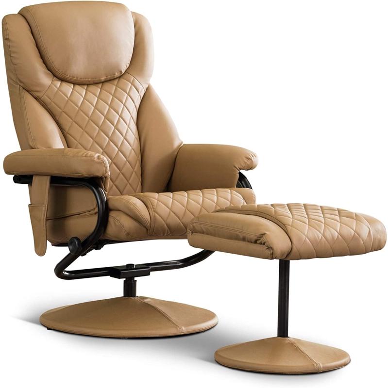 Aashka Faux Leather Swivel Recliner with Ottoman