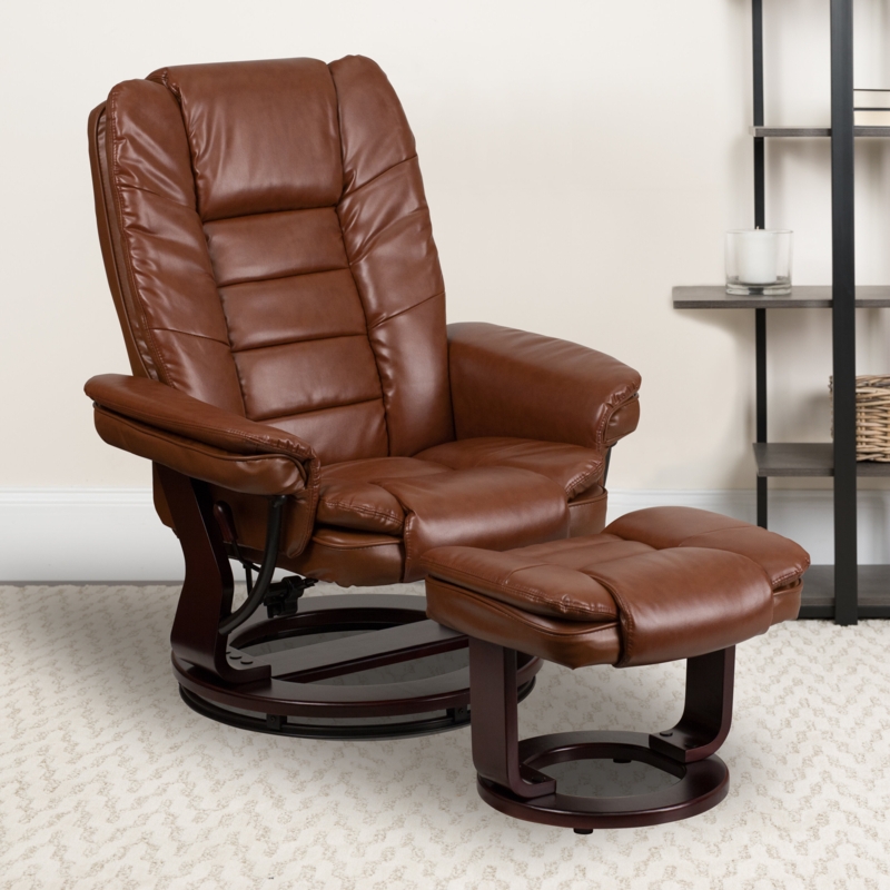 Casey-Jane Contemporary LeatherSoft Recliner with Horizontal Stitching and Ottoman