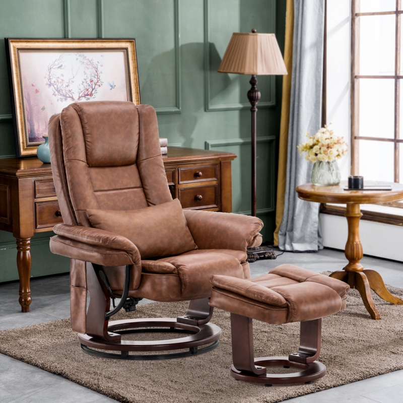 Faux Leather Massage Chair with Ottoman