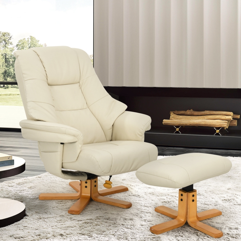 Kingsview Faux Leather Swivel Recliner with Ottoman