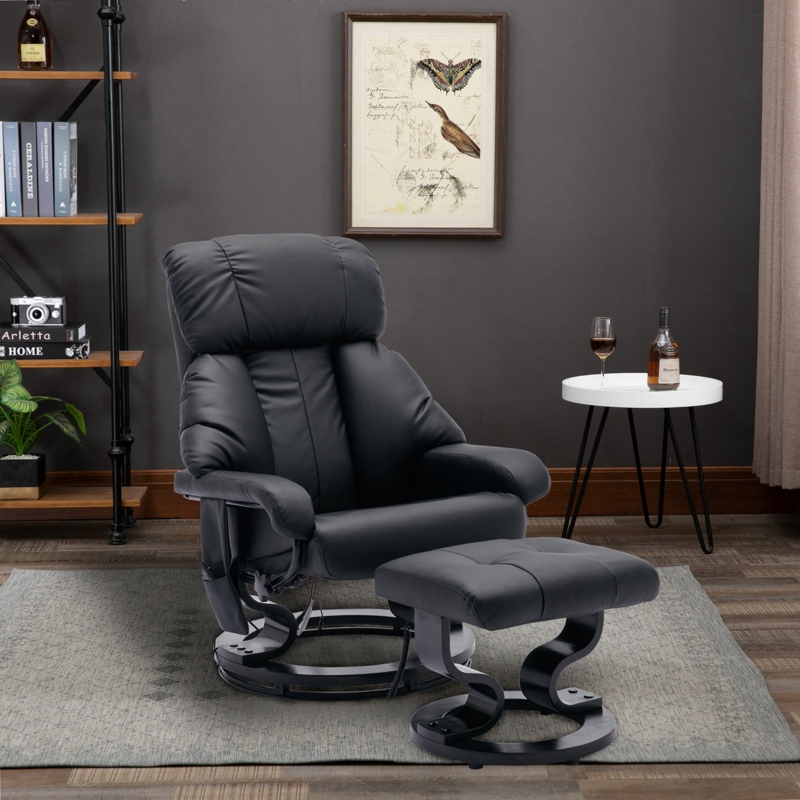Lauris Vegan Leather Swivel Recliner with Ottoman