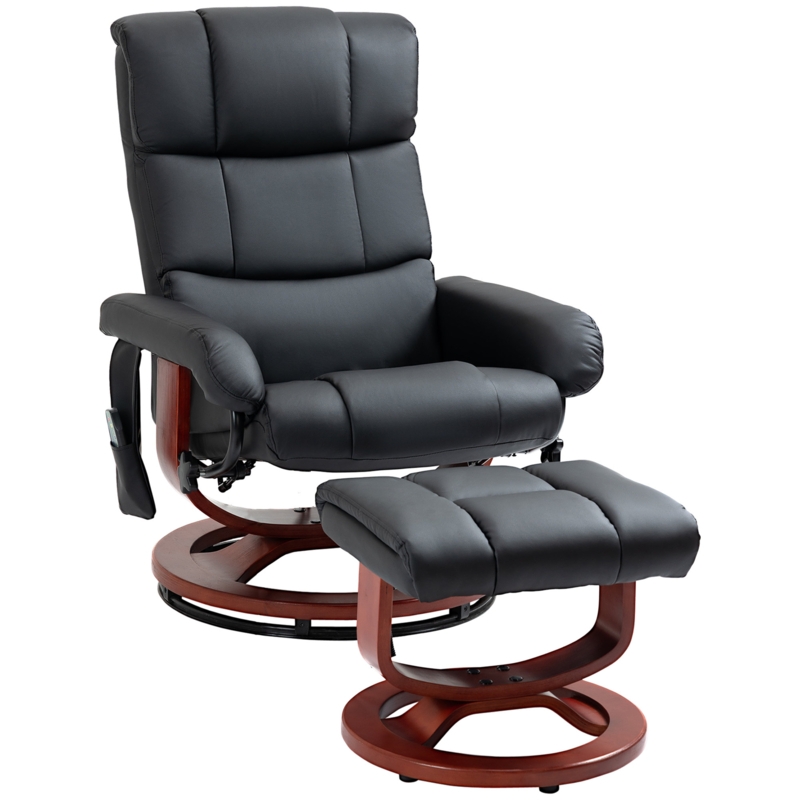 Schutz Faux Leather Swivel Recliner with Ottoman
