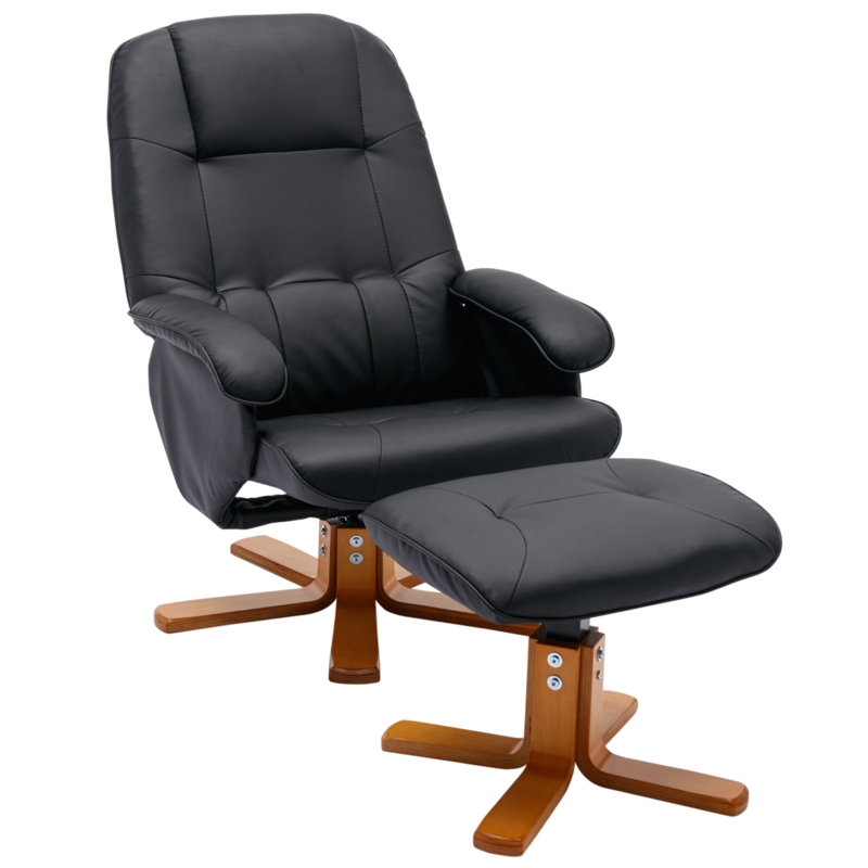 Vegan Leather Swivel Recliner with Ottoman
