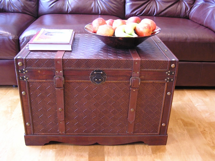 Georgetown Faux Leather Chest Wooden Steamer Trunk - Large Trunk