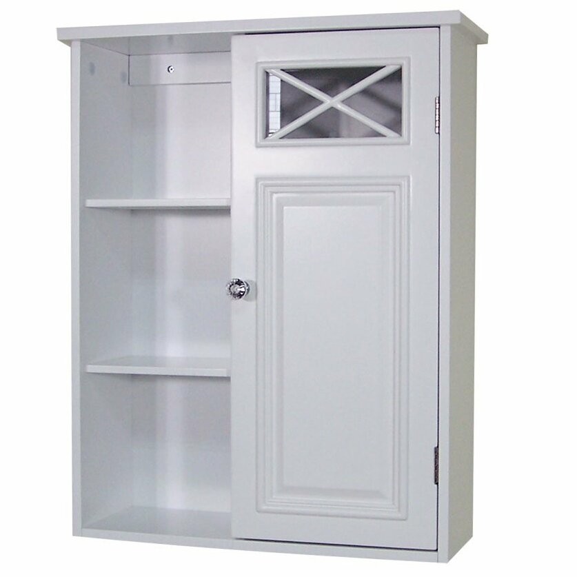 Elegant Home Fashions Dawson Collection Shelved Wall Cabinet with Storage Cubbies, White