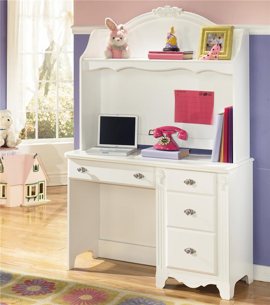2PC White Youth Bedroom Desk and Hutch Set