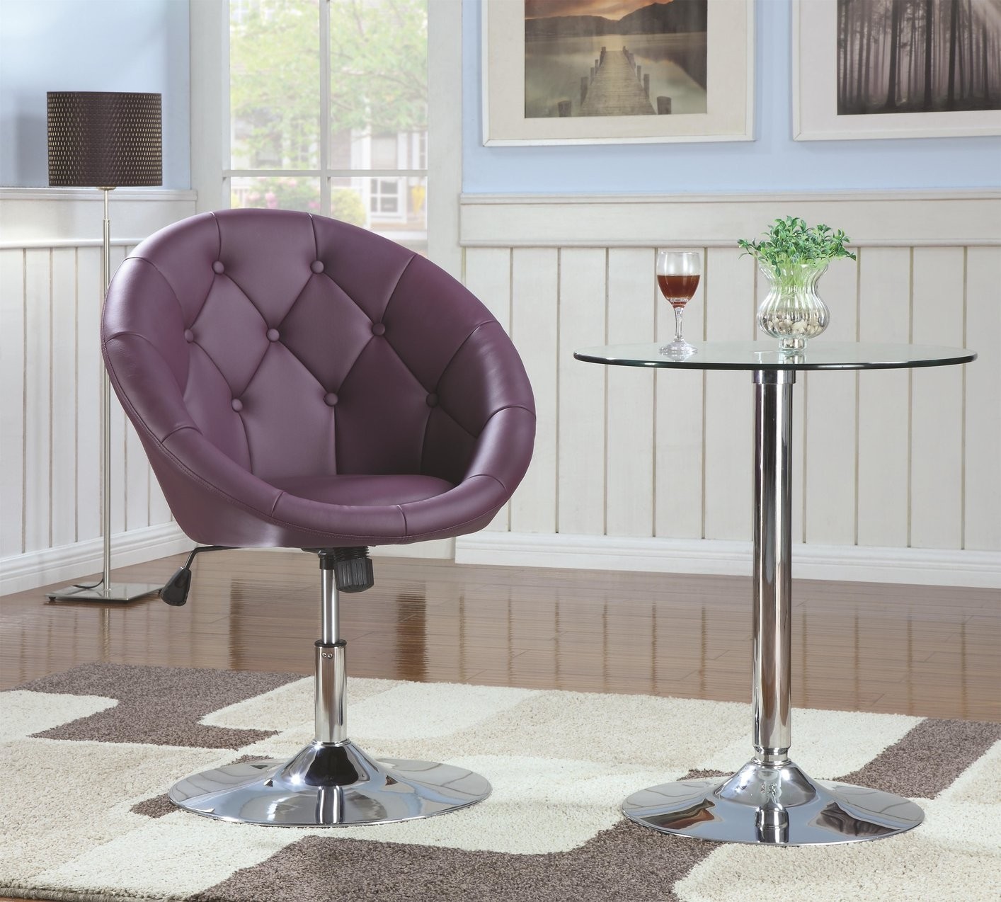 Coaster 102581 Round-Back Swivel Chair, Purple
