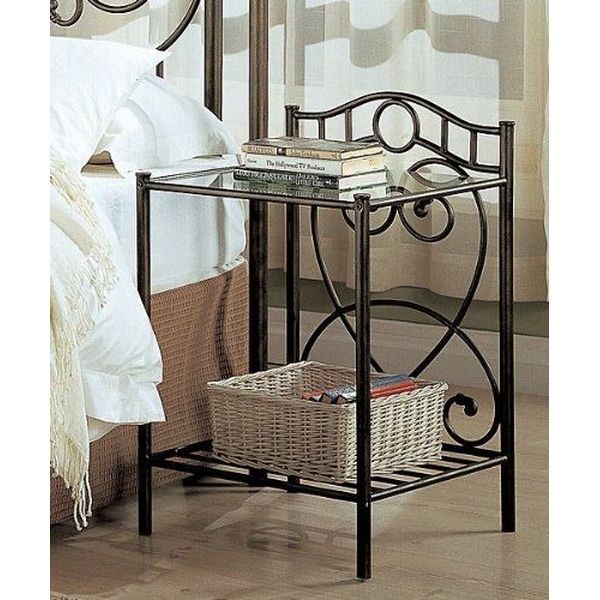 black wrought iron nightstand