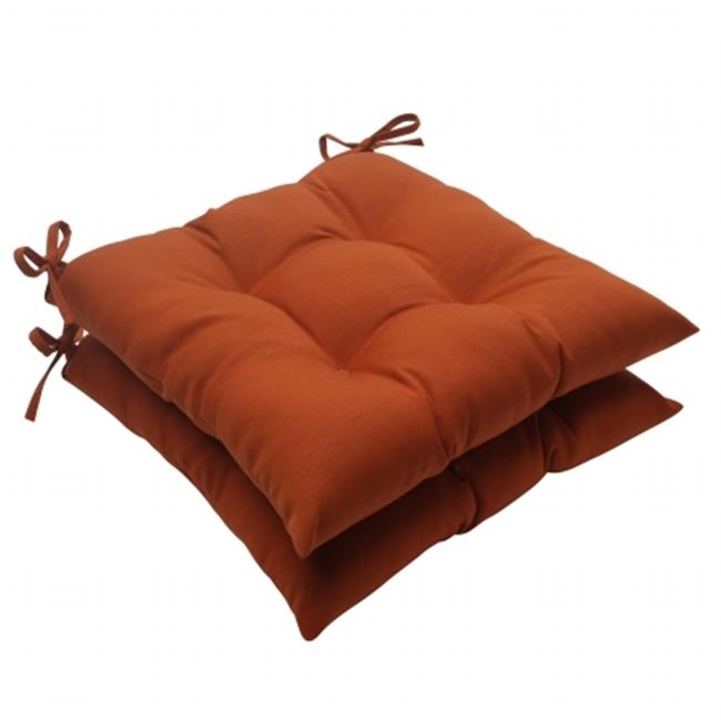 Pillow Perfect Indoor Outdoor Cinnabar Tufted Seat Cushion Burnt Orange Set Of 2 