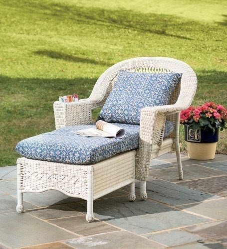 Prospect Hill Weather-Resistant Wicker Chaise Lounge, in Antique White