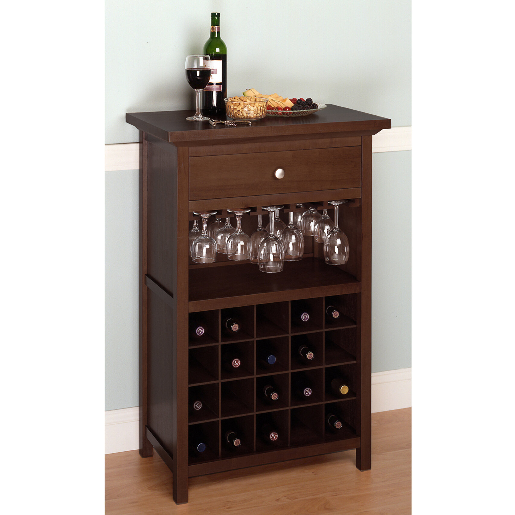 Wine glass storage cabinet