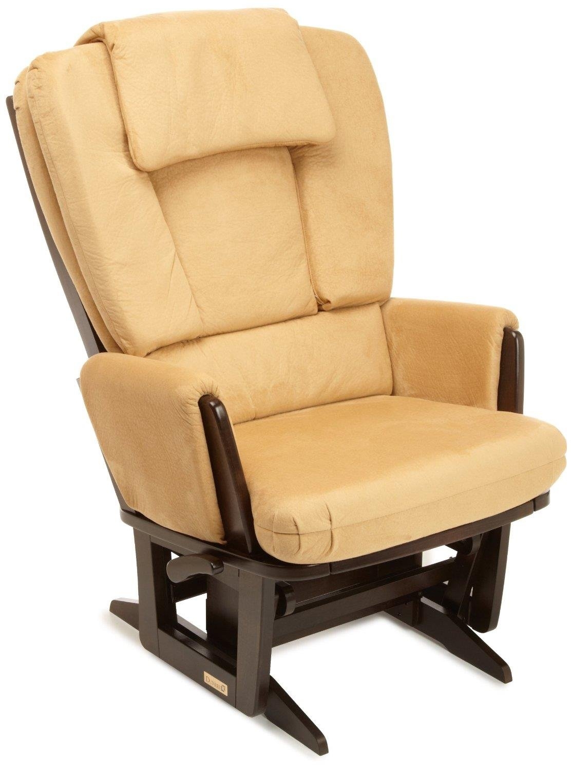 Dutailier Nursing Grand Modern Glider Chair with Built-In Feeding Pillows, Espresso/Camel