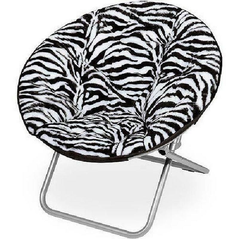 Microplush Folding Saucer Chair, Zebra Print
