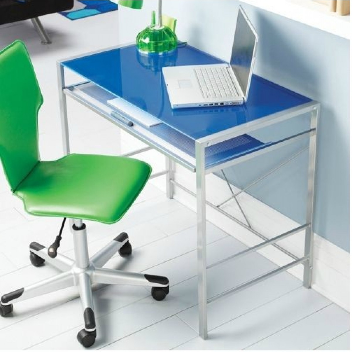 Mainstays Glass-top Desk, Blue
