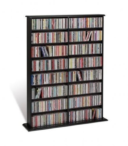 Prepac Black Double Width Wall Media (DVD,CD,Games) Storage Rack
