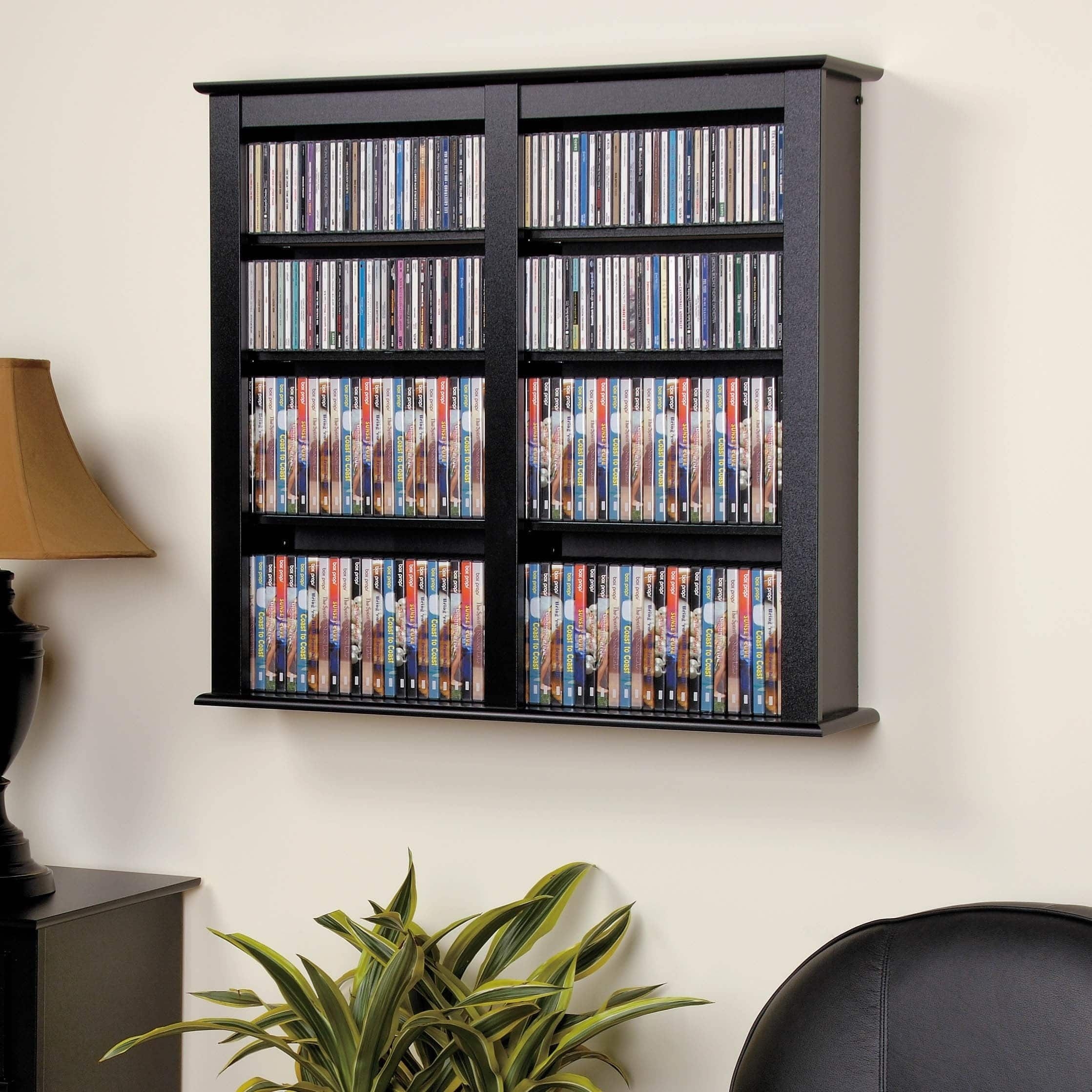 Prepac Black Medium Capacity Hanging Wall Media (DVD,CD,Games) Storage
