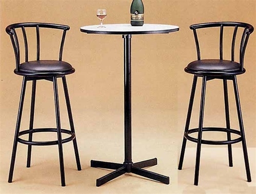 Roundhill Furniture Nor Hill 3-Piece Black Metal Height Bar Table Set with 2 Stools, 29-Inch
