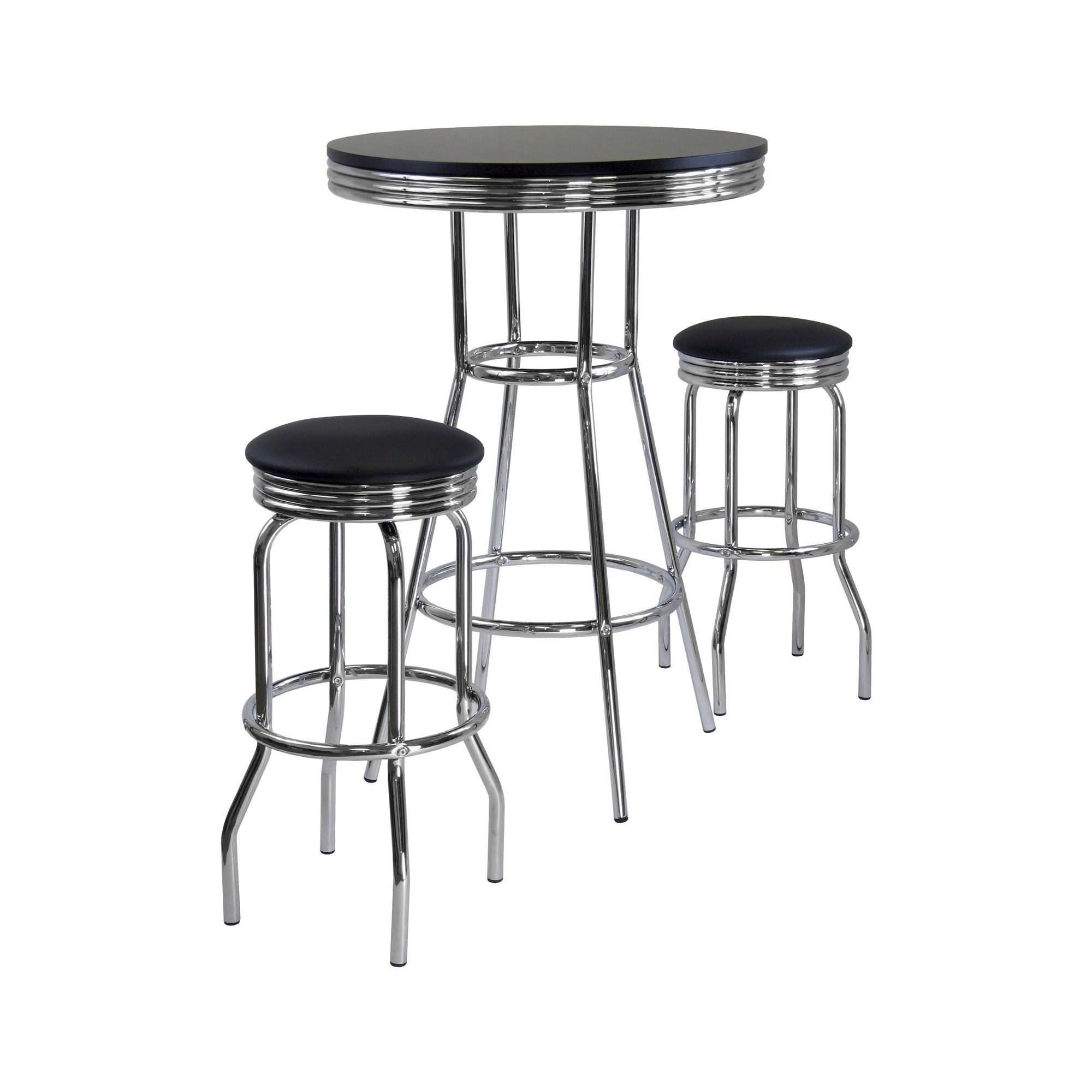 Winsome Summit Pub Table and 2 Swivel Stool Set, 3-Piece