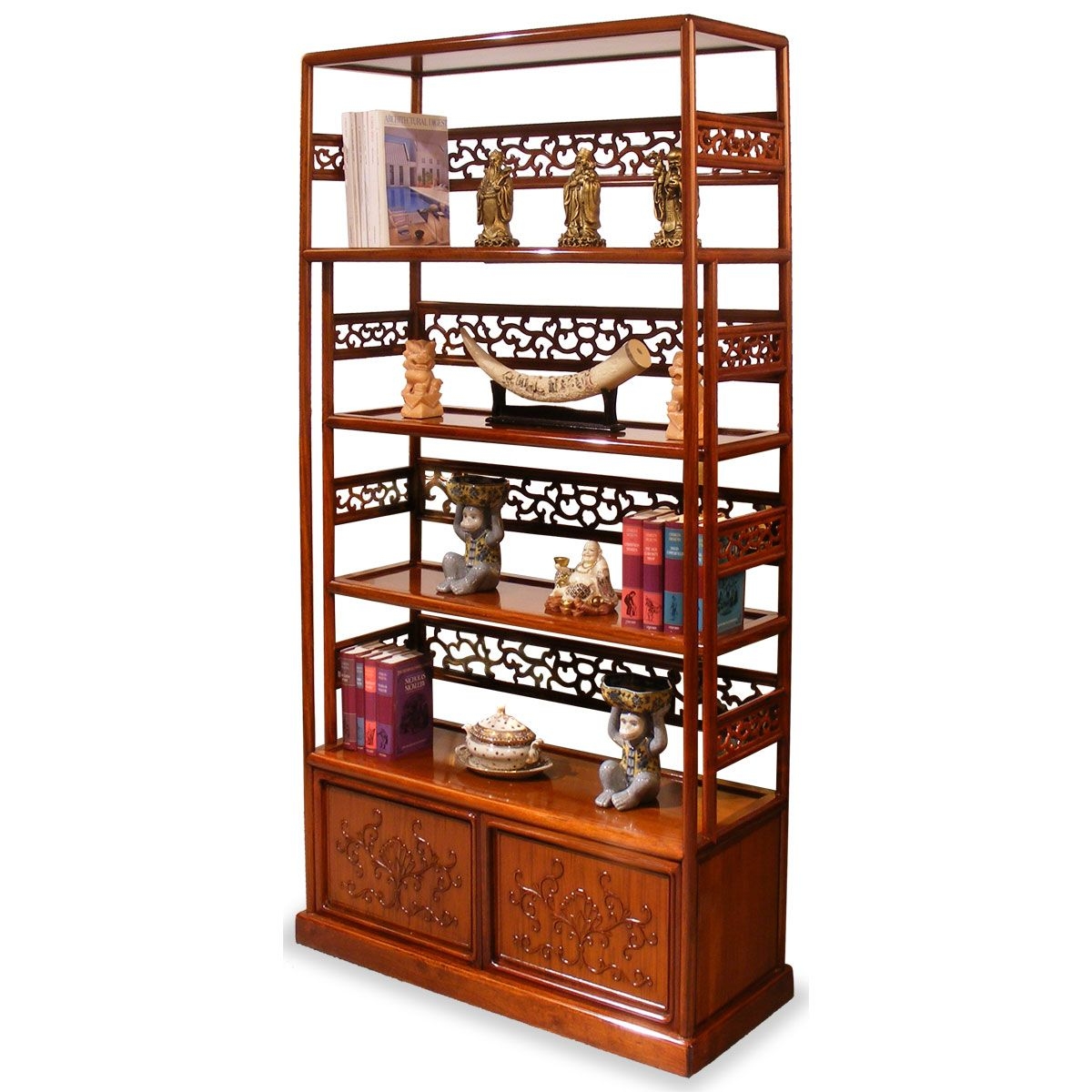 36in Ming Style Rosewood Bookcase - Natural